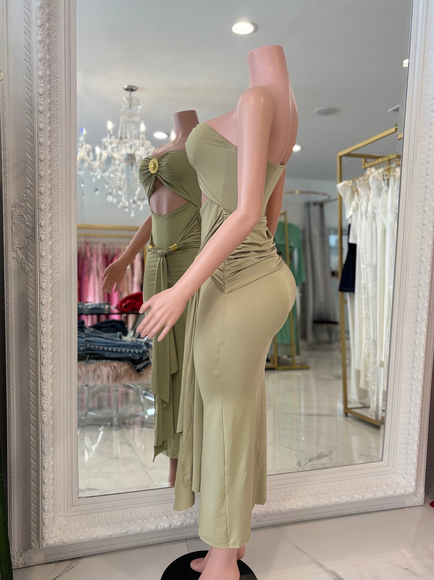 Flor de Loto Midi Dress Light Green