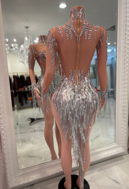 I'm Just Getting Started Mini Dress Nude Plateado