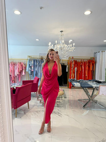 Heatwave Muse Ruched Midi Dress Pink