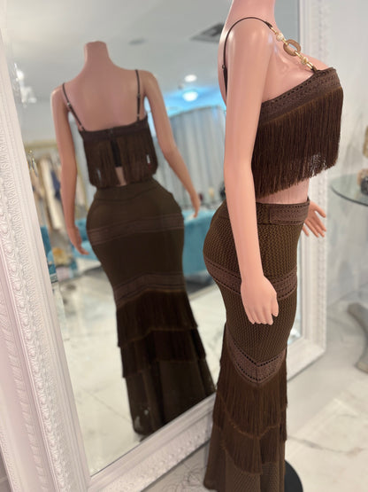 Feeling the Breeze Skirt Set Brown