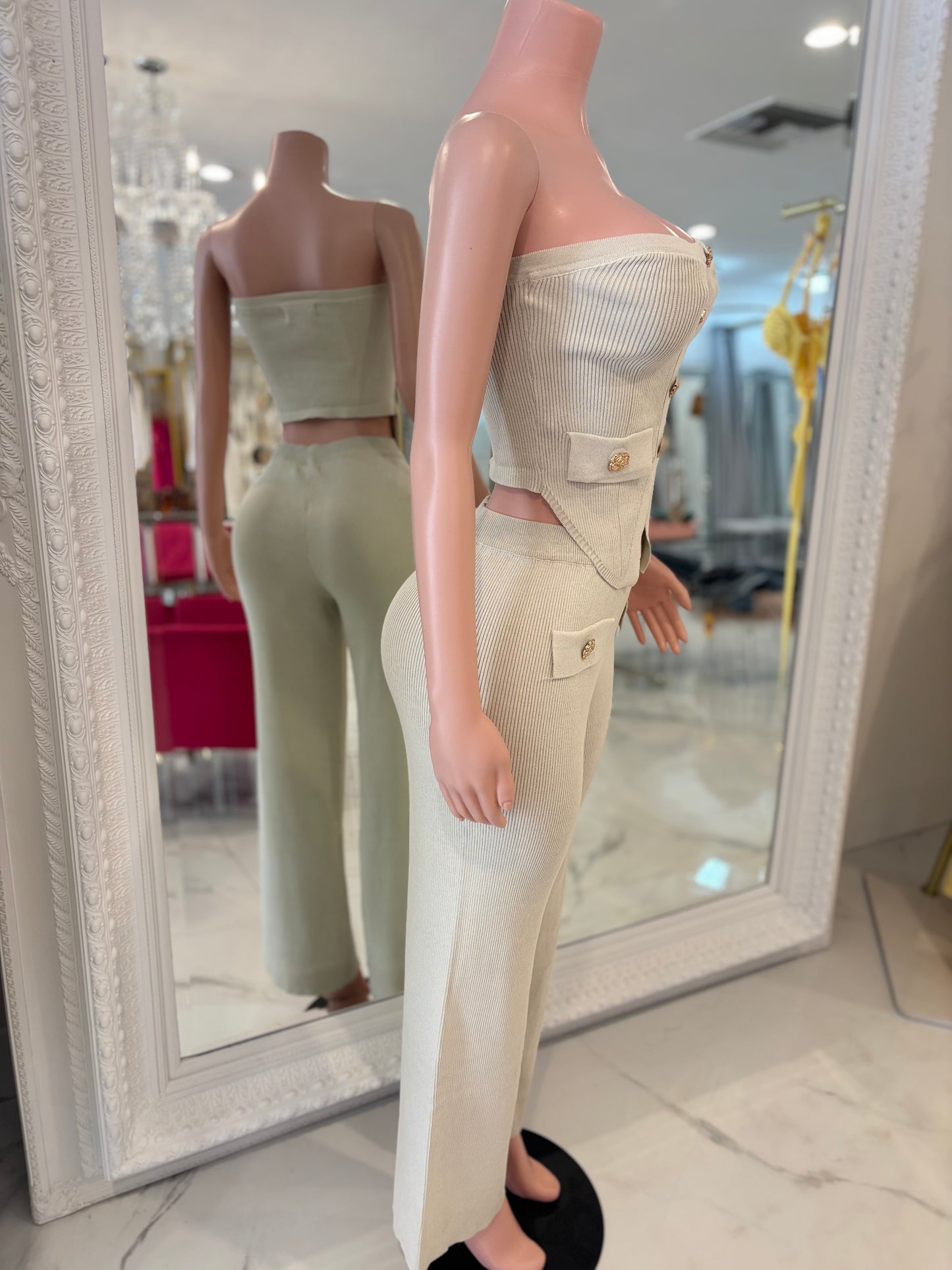 Grace and Elegance Pant Set Beige