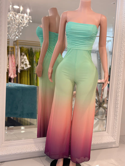Serenity Glow Ruched Jumpsuit Green