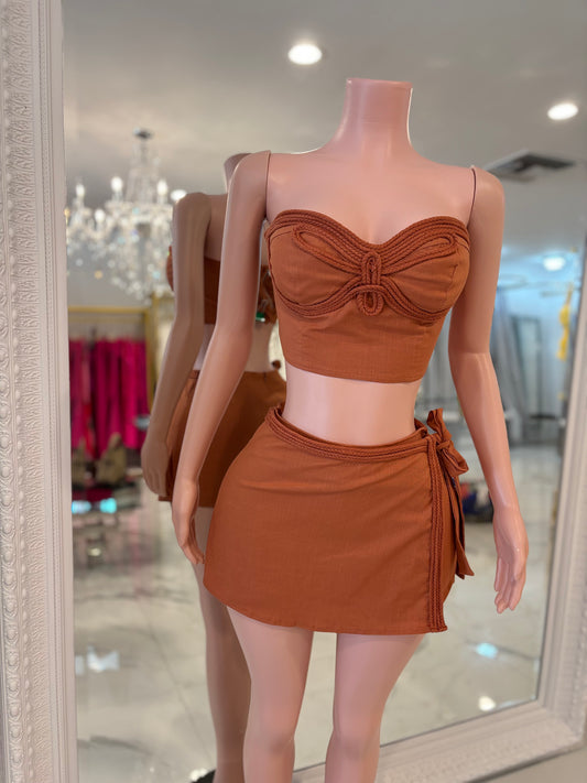 Go and Get It Short Set Brown