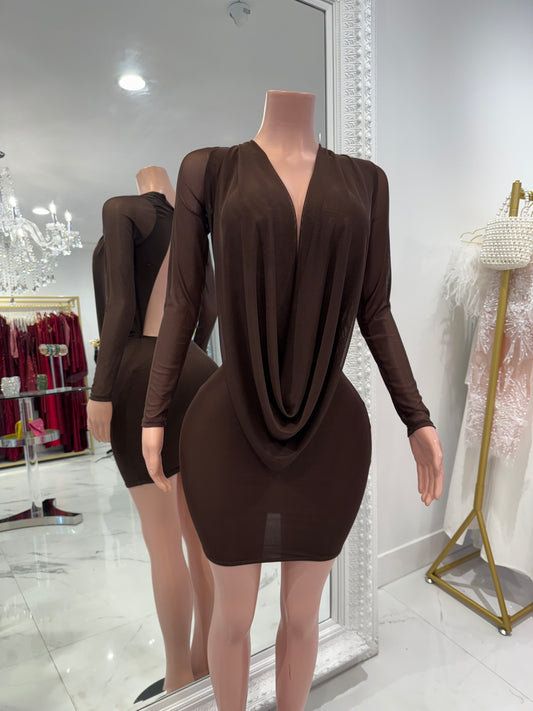 Only if You Let Me Mini Dress Brown