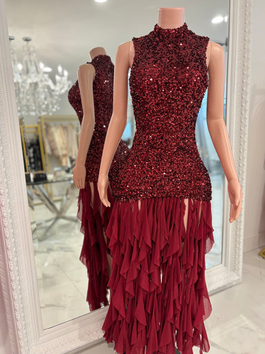 Queen of All Midi Dress Rojo Vino