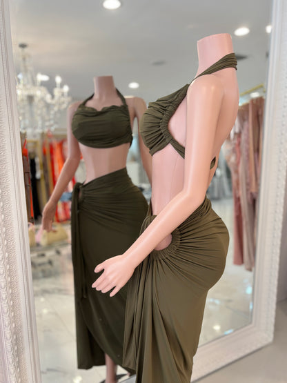 Coastal Rhythm Fringes Skirts Set Green