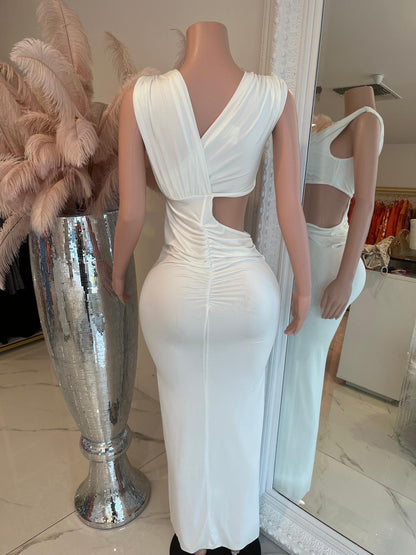 Vibrant Elegance Ruched Maxi Dress