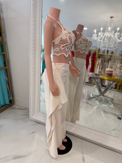 Sunkissed Nomad Floral Crochet Pant Set Nude