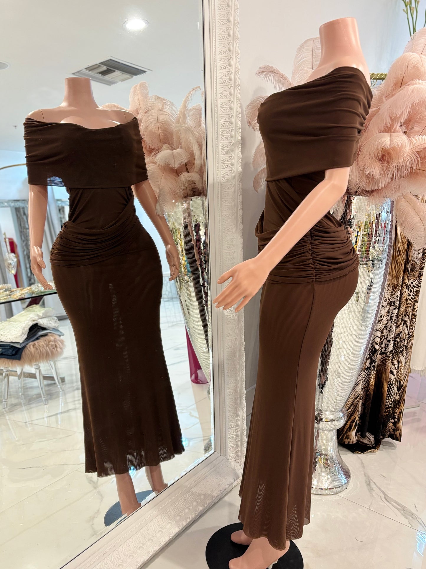 Beauty in the Mirror Maxi Dress Brown