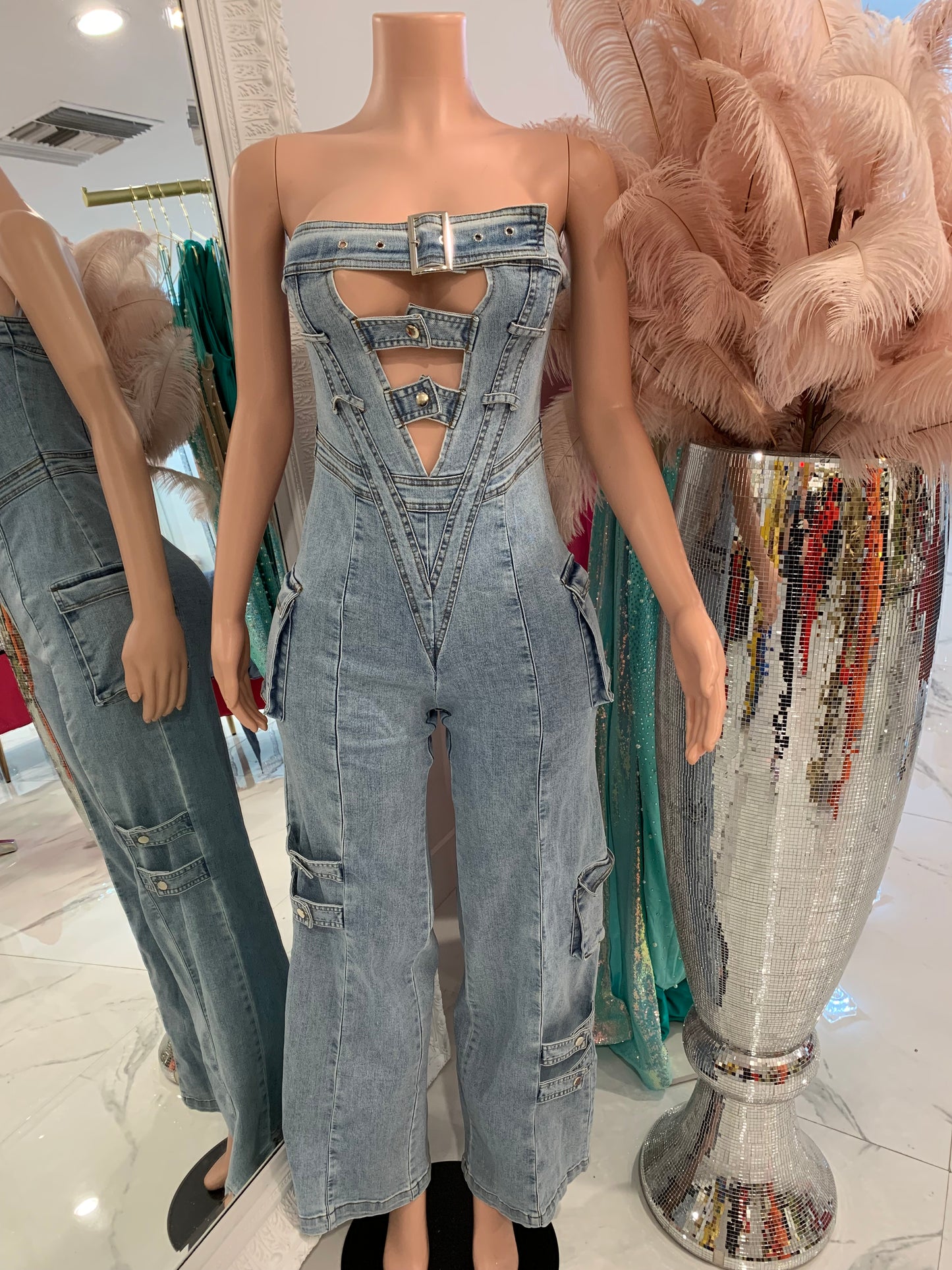 Cargo Jumpsuit Light Denim