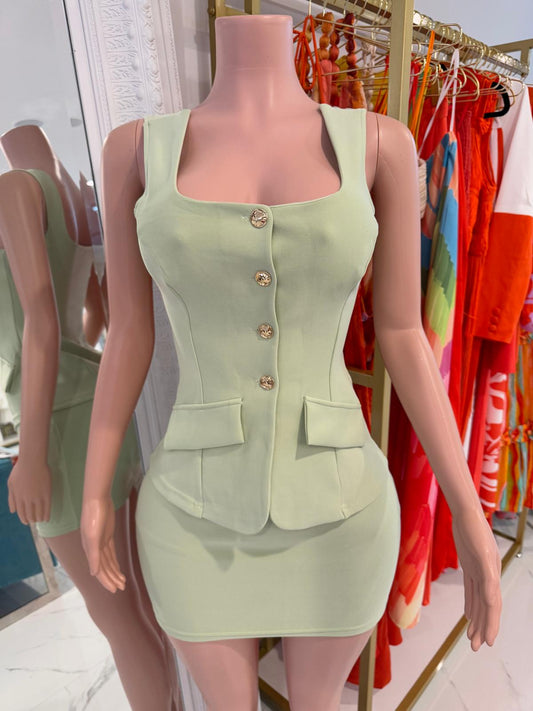 Ali Elegance Skirt Set Green