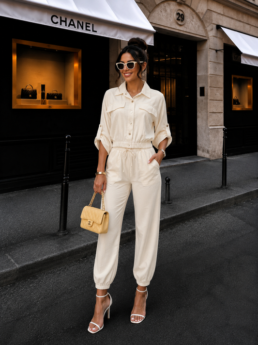 Casual Chic Pants Set Crema