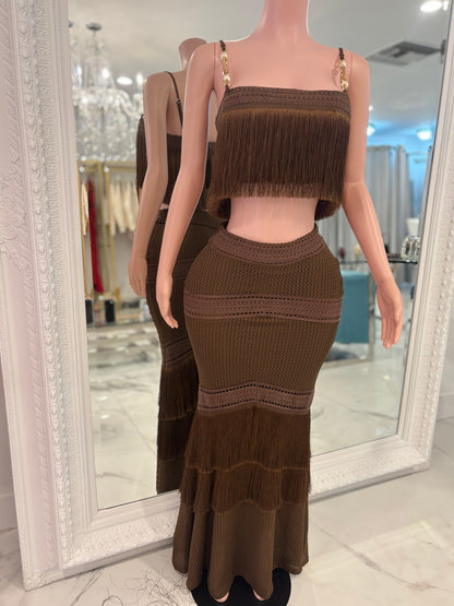 Feeling the Breeze Skirt Set Brown