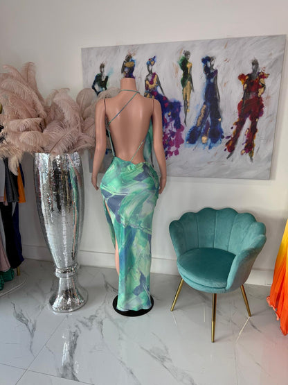 Sunset Glow Satin Maxi Dress