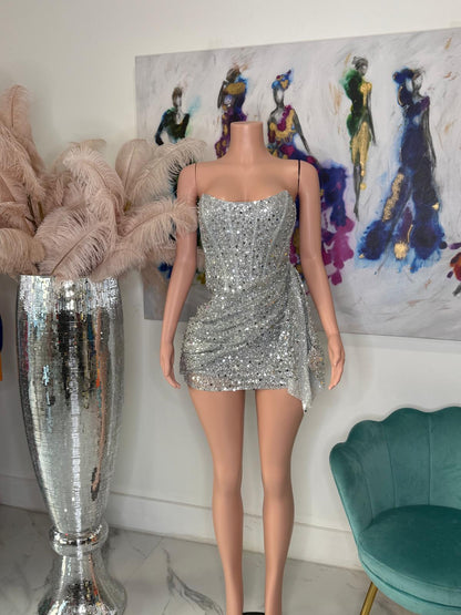 Starlight Seduction Sequin Mini Dress Silver