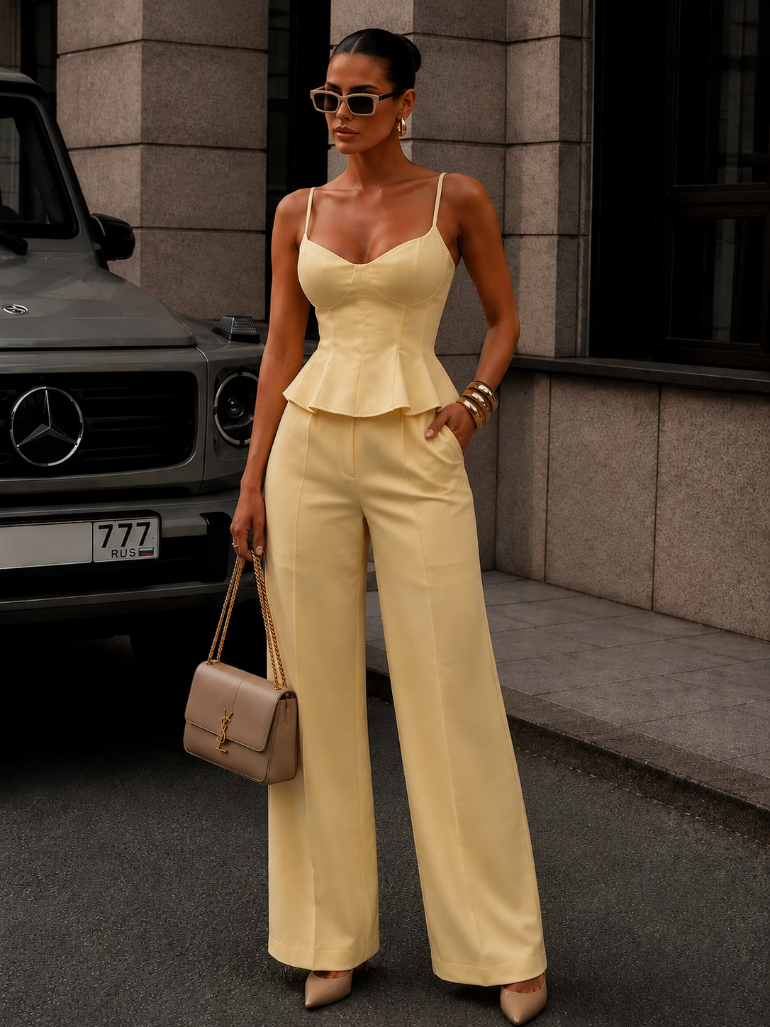 Chic Moderno Pants Set Yellow