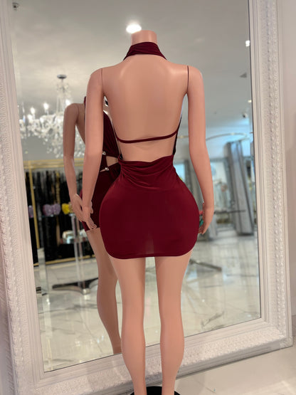 Eat Your Heart Baby Mini Dress Rojo Vino