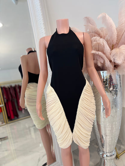 Mistress of the Night Mini Dress Black and White