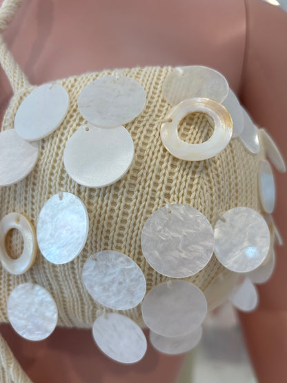 Vestido largo de punto Tidal Glow color piel