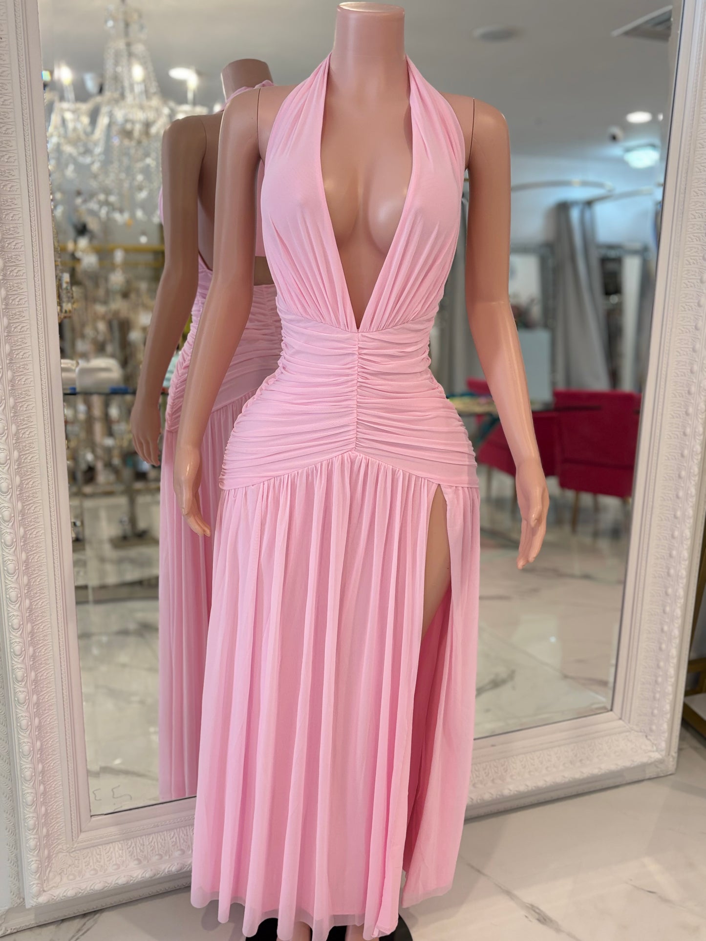 Magi Mesh Ruched Maxi Dress