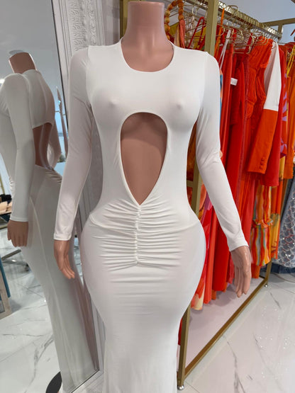 Soraya Ruched Maxi Dress White