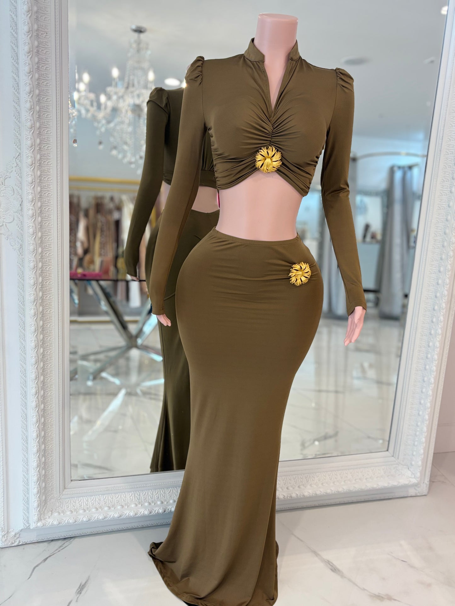 Look In My Eyes Skirt Set Green