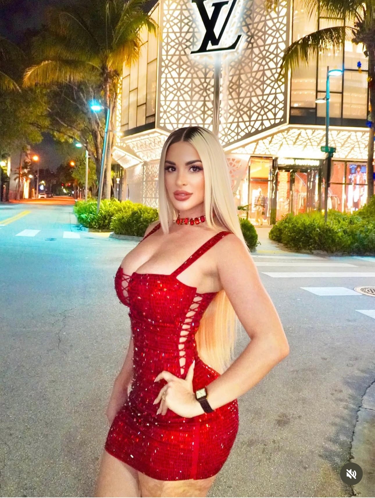 Queen Rhinestones Mini Dress Red