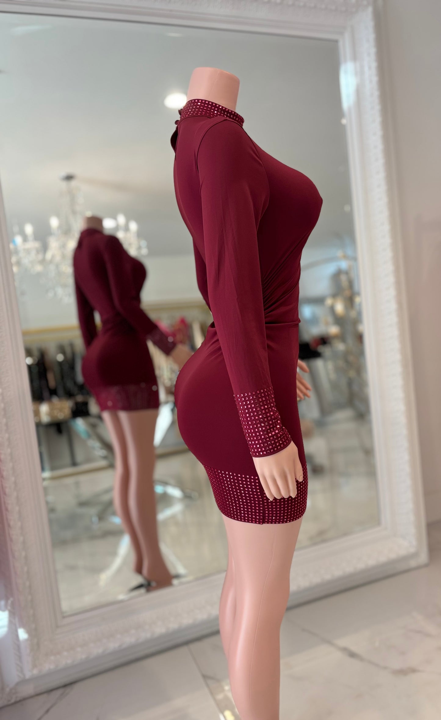 Beauty is Power Mini Dress Rojo Vino