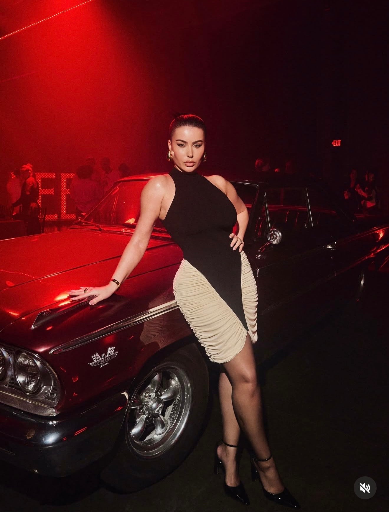 Mistress of the Night Mini Dress Black and White