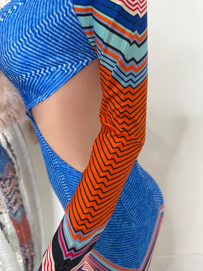 Mirage Waves Stripes Maxi Dress Blue