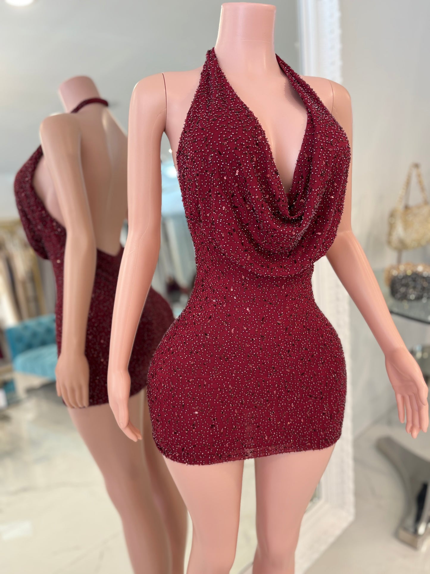 Be My Darling Mini Dress Rojo Vino