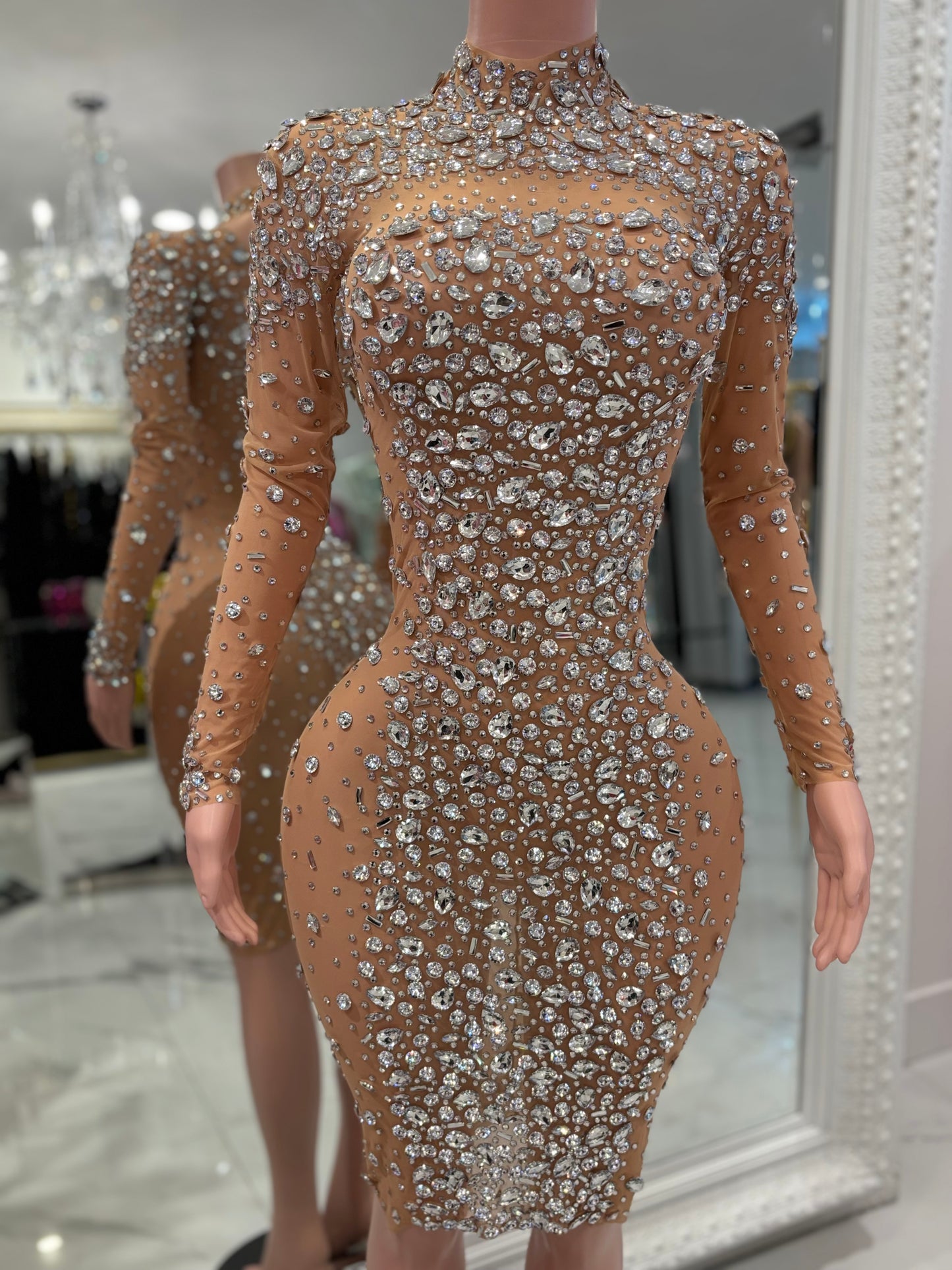 Glamour Mini Dress Beige