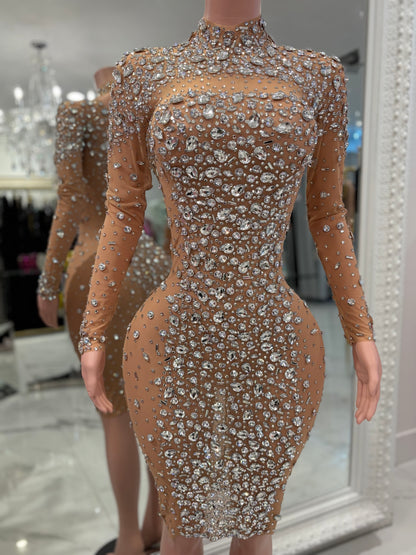 Glamour Mini Dress Beige