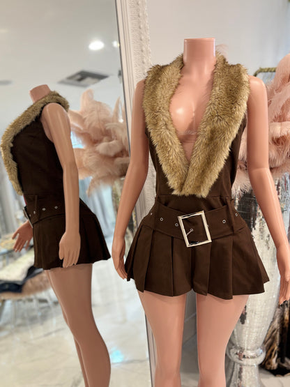 Don't Cross That Line Mini Dress Brown