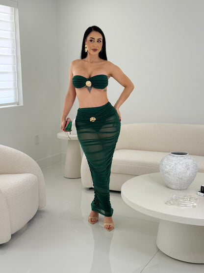I'm a Little Tied Up Skirt Set Green