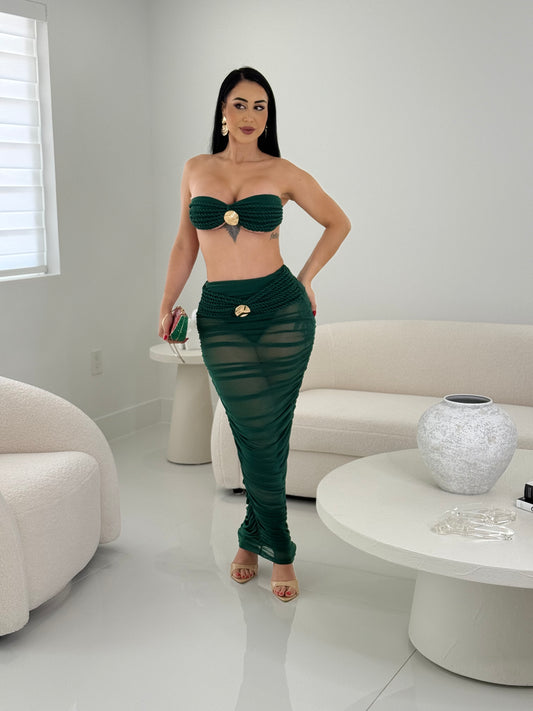 I'm a Little Tied Up Skirt Set Green