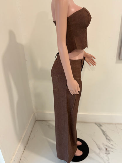 Let’s Get Into It Pants Set Brown