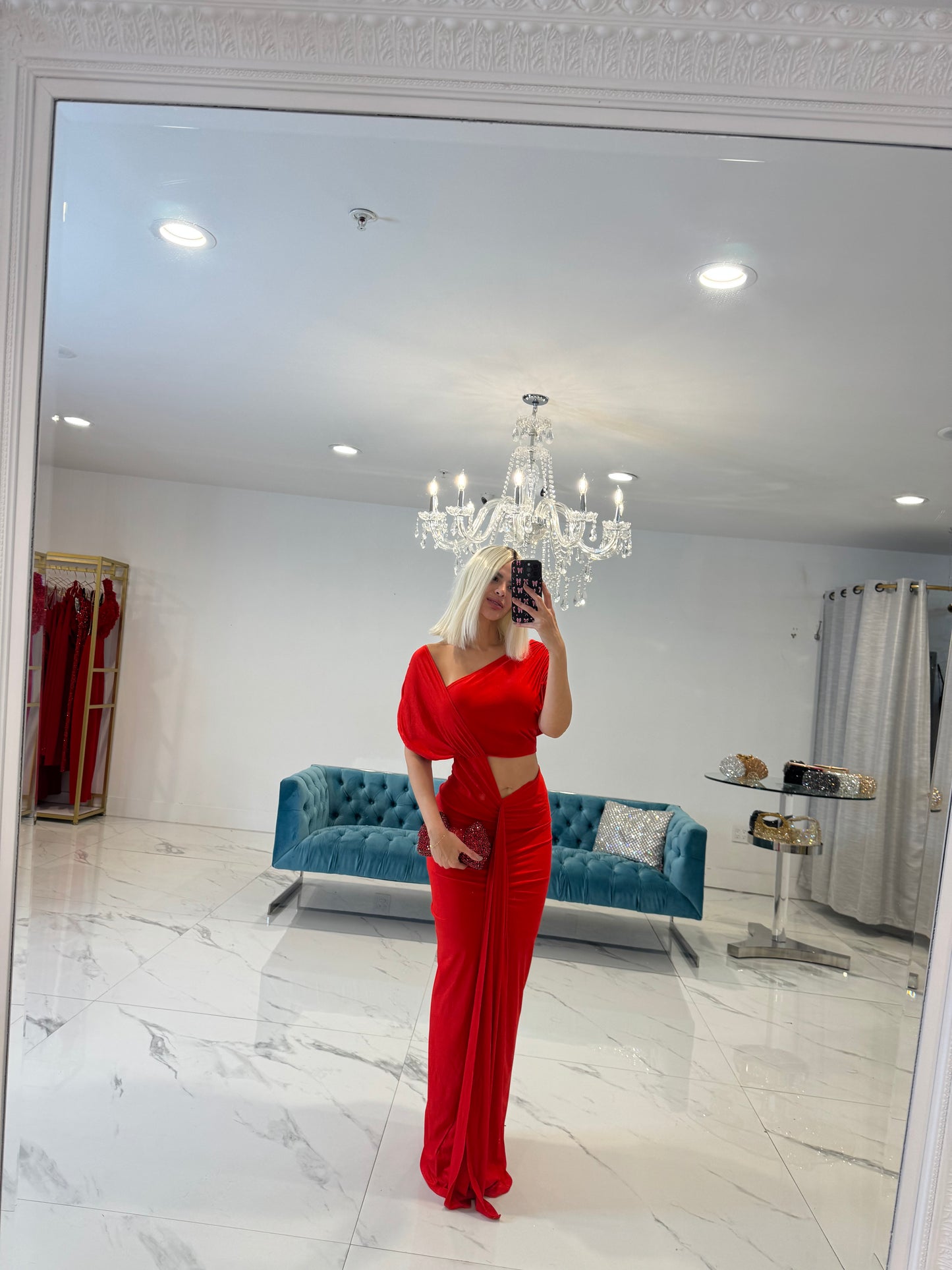 Velvet Lips Maxi Dress Red