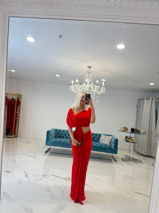 Velvet Lips Maxi Dress Red