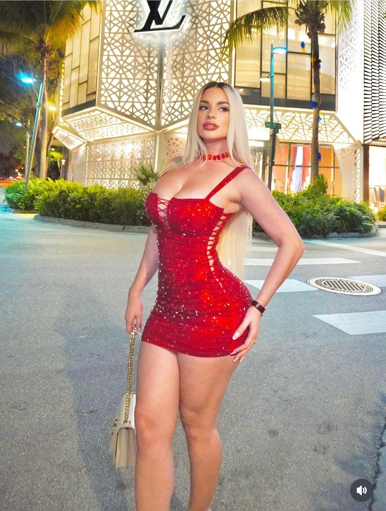 Queen Rhinestones Mini Dress Red