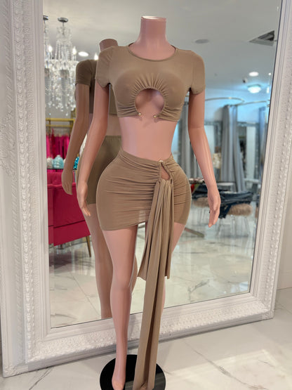 God I’m Hella Hot Skirt Set Nude