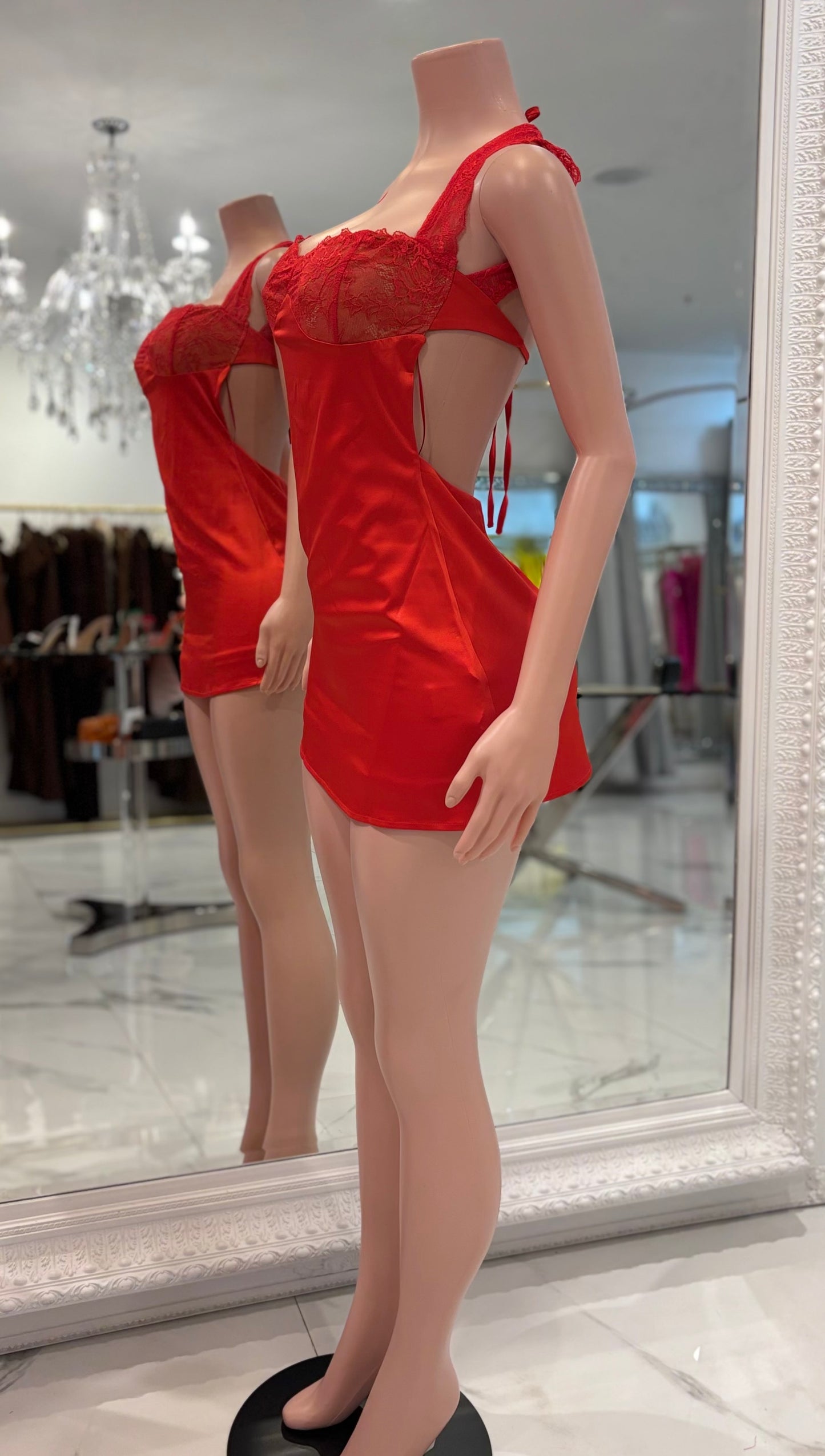 My Eyes Are Up Here Mani Dress Red