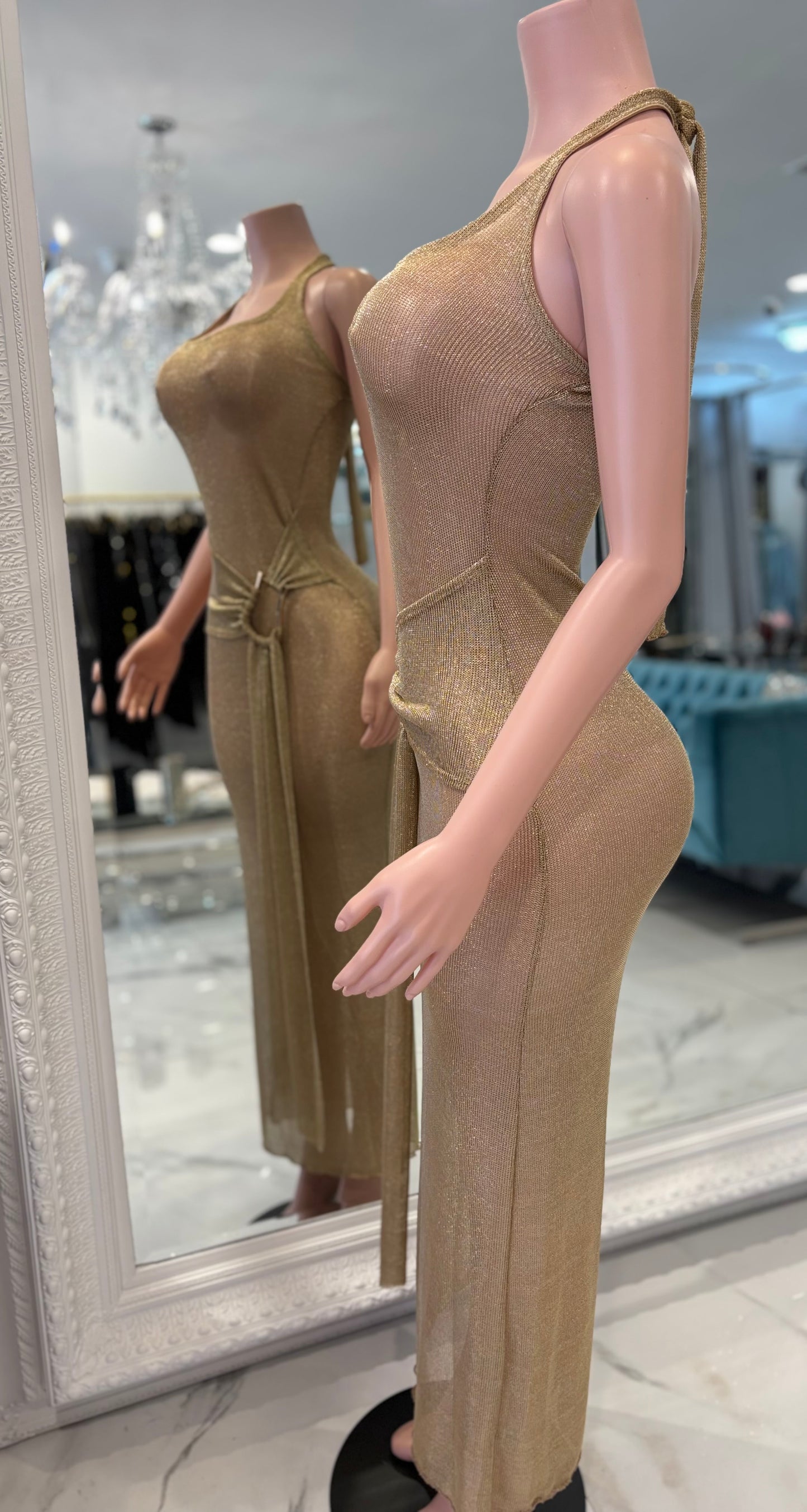 Muse Illusion Cover Up Maxi Dress Gold