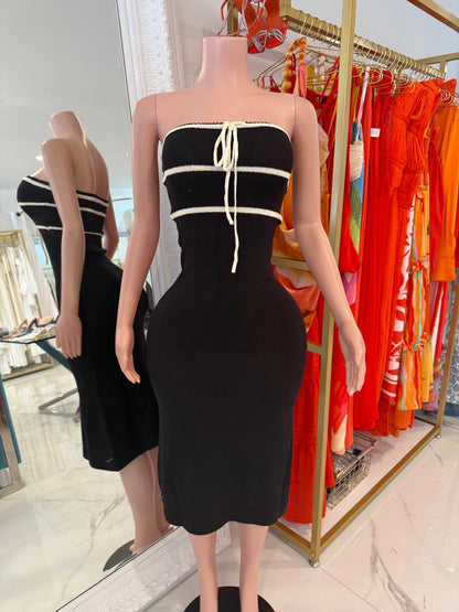 The Linear Luxe Stripes Knit Midi Dress