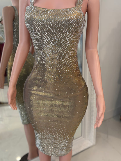 In The Golden Hour Midi Dress Gold