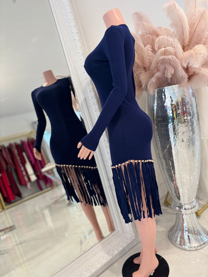 Wanna Get Groovy Midi Dress Blue