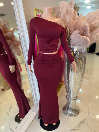 Crimson Aura Skirt Set Red