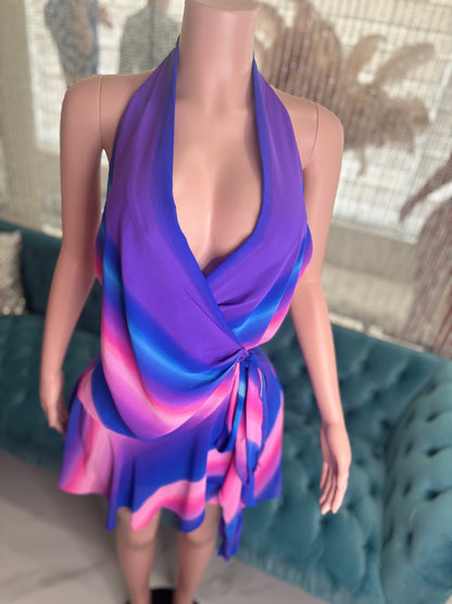 Tropical Breeze Wrap Mini Dress