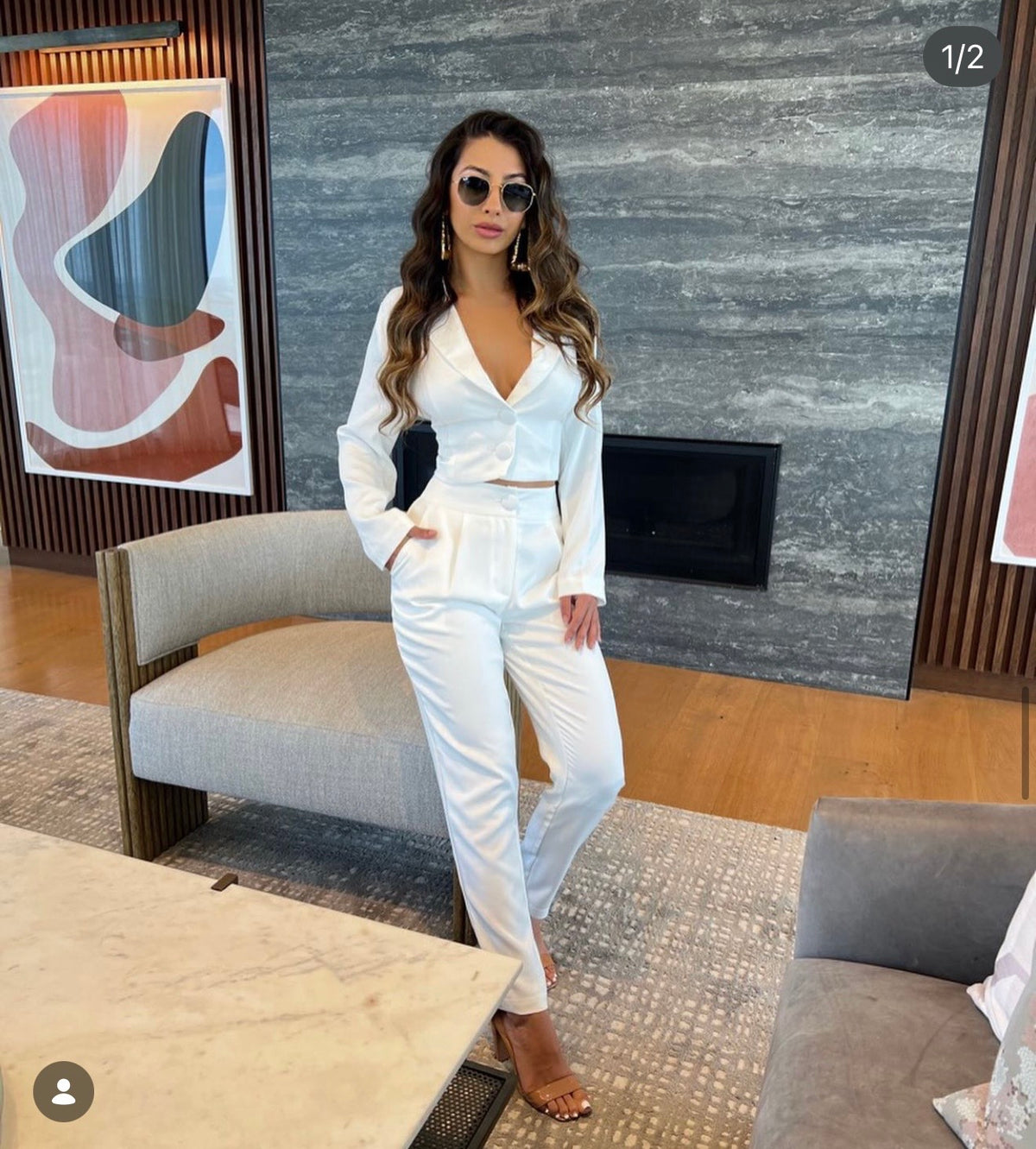 Valentina Pants Set White