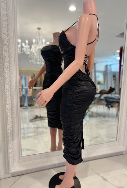 Let's Get Together Midi Dress Black